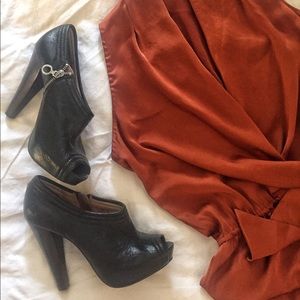 Frye Edie Peep Toe Pump Booties BLACK 7.5